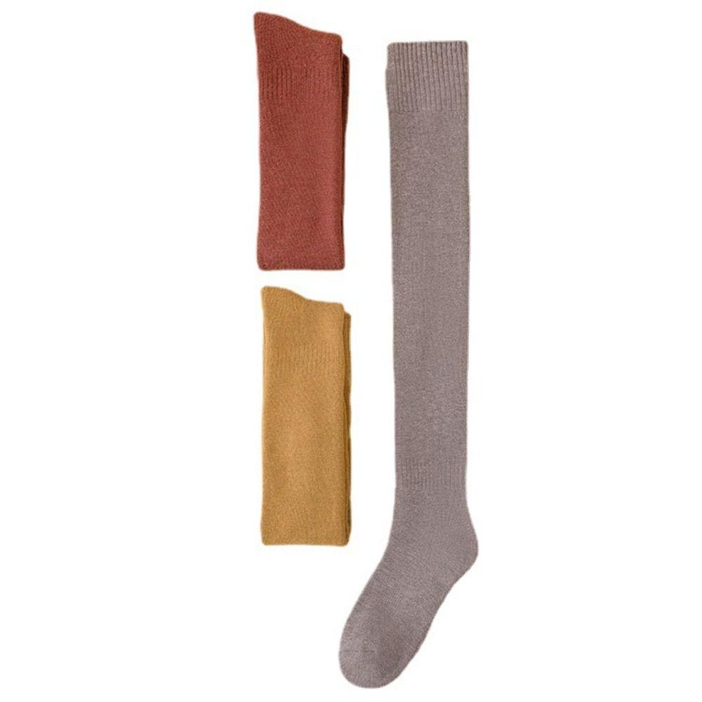 Thicken Women Stockings Solid Color Over Knee Compression Socks  Autumn and Winter