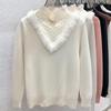 Thick Lace Sweater for Women's Autumn Winter New Half High Collar Bottoming Shirt Integrated Velvet Long Sleeve Knitted Top