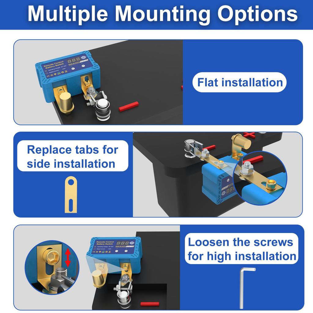 12V 140A Remote Disconnect Switch with Voltage LED Disconnect Switch for and Marine Indicator, Anti-Theft Cars, RVs, ATVs, Trucks,