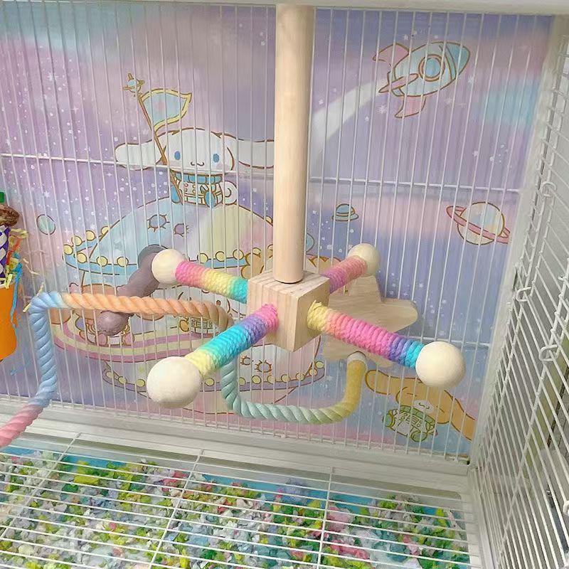 Parrot Rotating Bird Tray & Perch Toy - Cage Accessories for Cockatiels, Budgies, and Conures