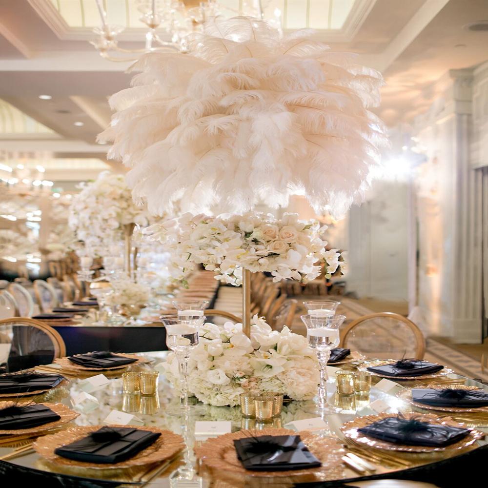 10 Pcs Colorful Ostrich Feather Wedding Table Centerpiece Decoration Plume Real Ostrich Feathers for Carnival Support 15-50 CM