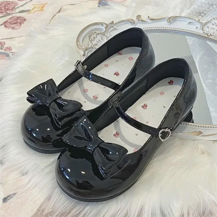 Women's 2024 Cute Round-Toe Lolita Mary Jane Leather Shoes with Thick Heels
