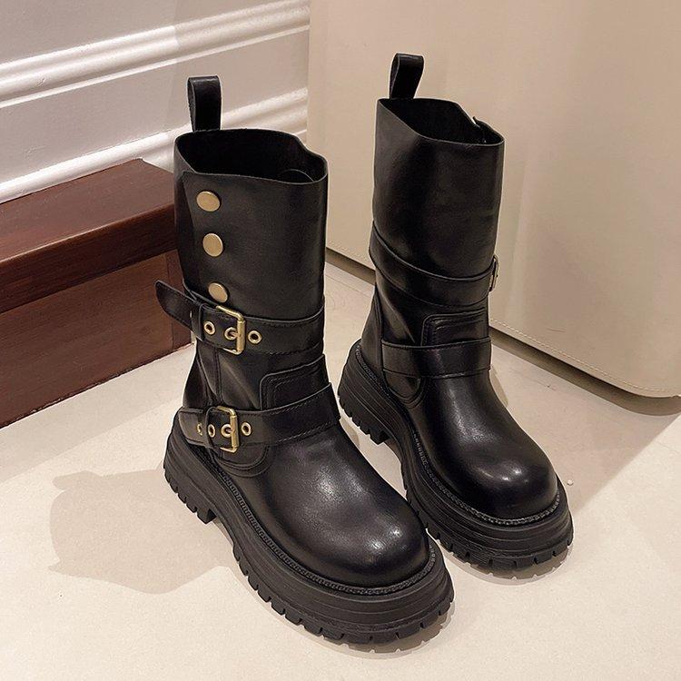 Brown retro Maillard platform Martin boots women's 2025 new autumn and winter British style thin and heightened short boots