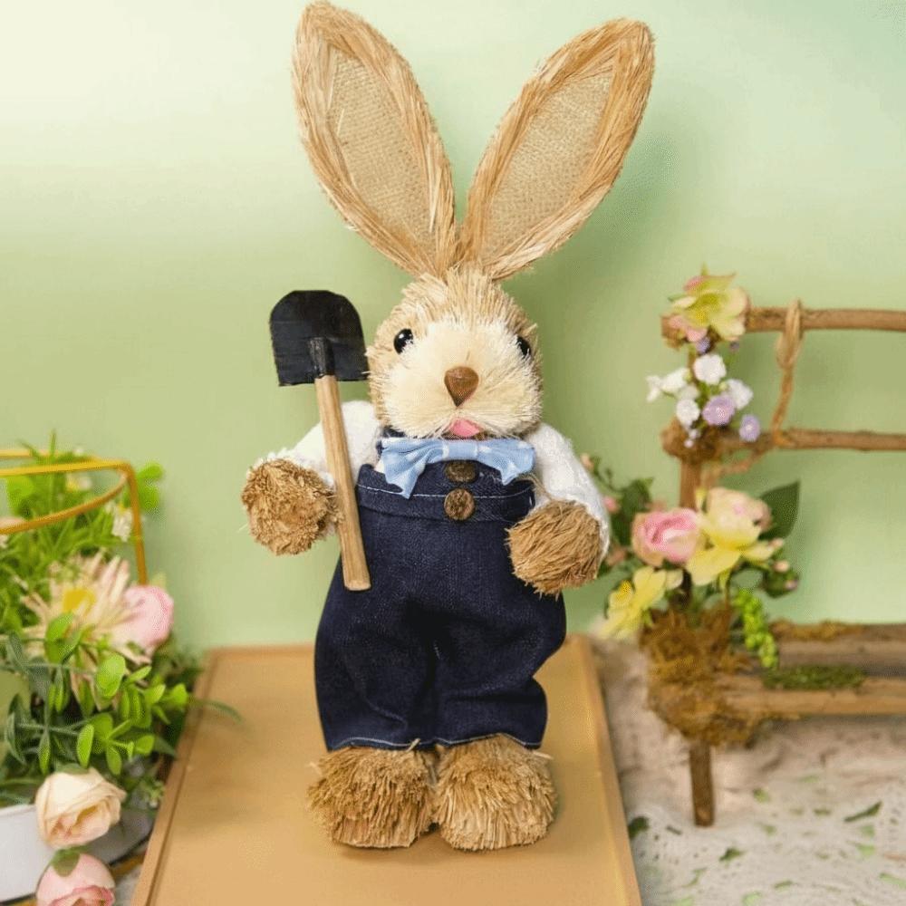 Realistic Design Woven Bunny 35cm Size Bunny Figure Easter Straw Rabbit  Window Display