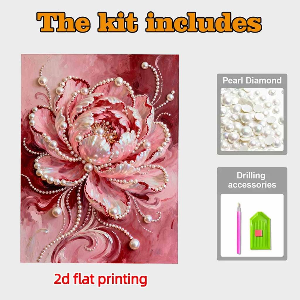 Crystal Pearl Painting 5D DIY Frame Decoration Painting Attractive Flowers Home Wall Decoration Transparent Pearl Gemstone Painting Picture Art Crafts