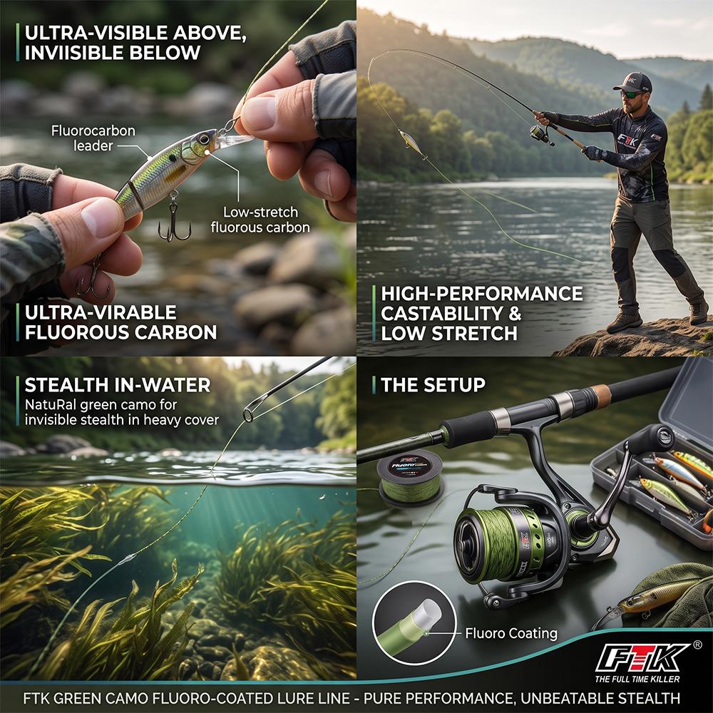 FTK Spotted 1,000-Meter Camouflage Nylon Line, Color-Changing Fishing Line, Abrasion-Resistant Main Line