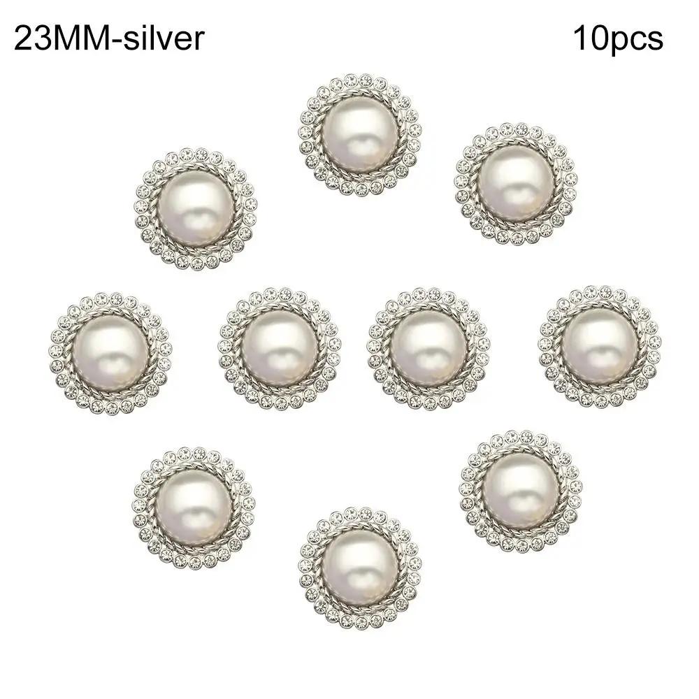 10Pcs Handmade Sewing Button Needlework Sewing Accessories Shiny Rhinestone Pearl Clothing Buttons Shirt Buttons