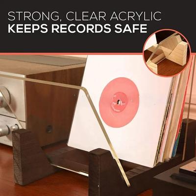 Vinyl Schallplatten Aufbewahrungshalter Große Kapazität Ausstellungsständer Mit Klaren Acrylenden Modernes Massivholz LP Album Desktop Rack