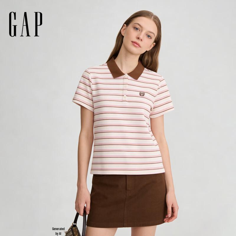 GAP Women s Retro Striped Logo Polo Shirt 165/88A