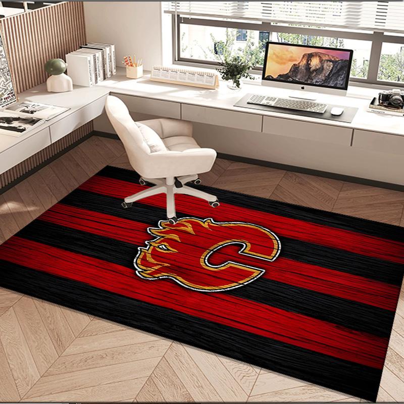 Calgary Flames Area Rug Suitable for Indoor And Outdoor,Carpets for Playroom, Homes, Offices, Living Rooms,Home Decor,Christmas Fan Gift