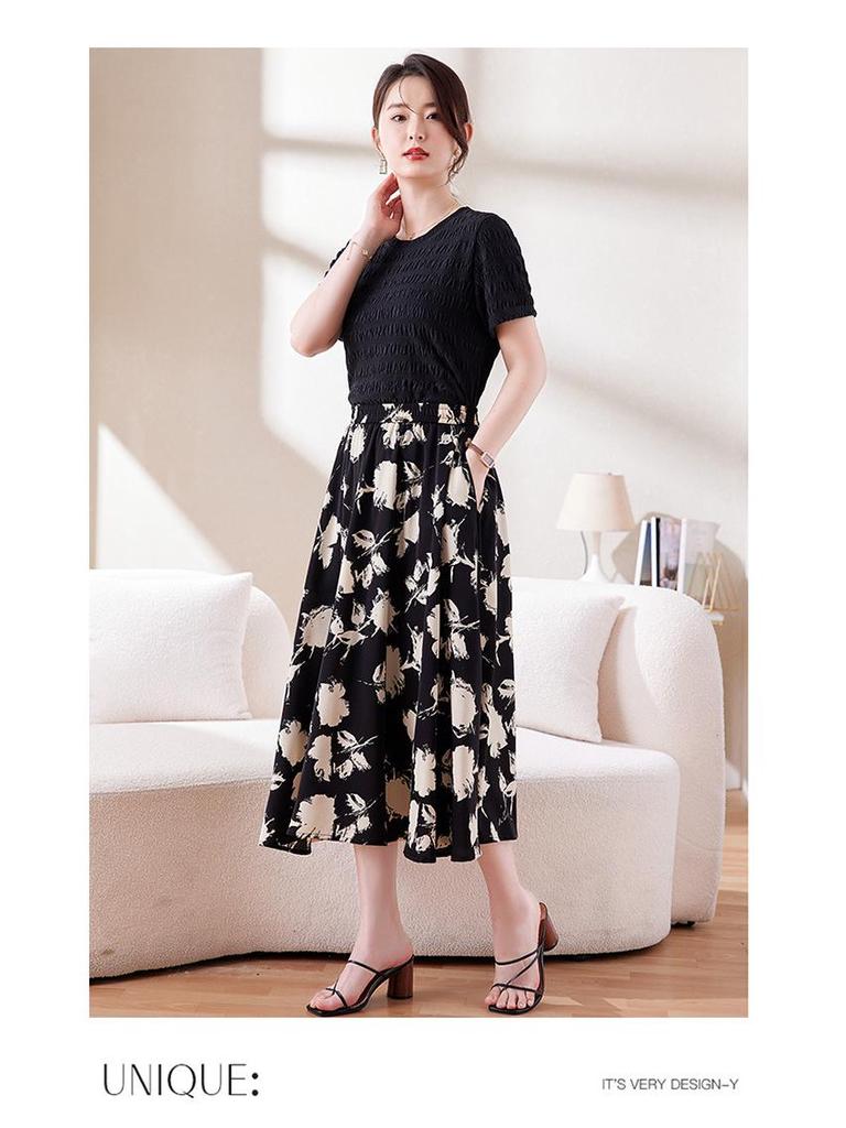 Damen Chiffon Blumen A-Linien Rock - Stilvoller Sommer Elastischer Bund Überwurf