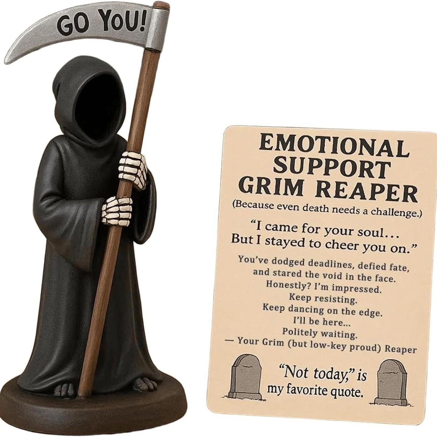 

Halloween Emotional Support Grim Reaper Figurine Take The Sickle Ornament Decoration Crafts