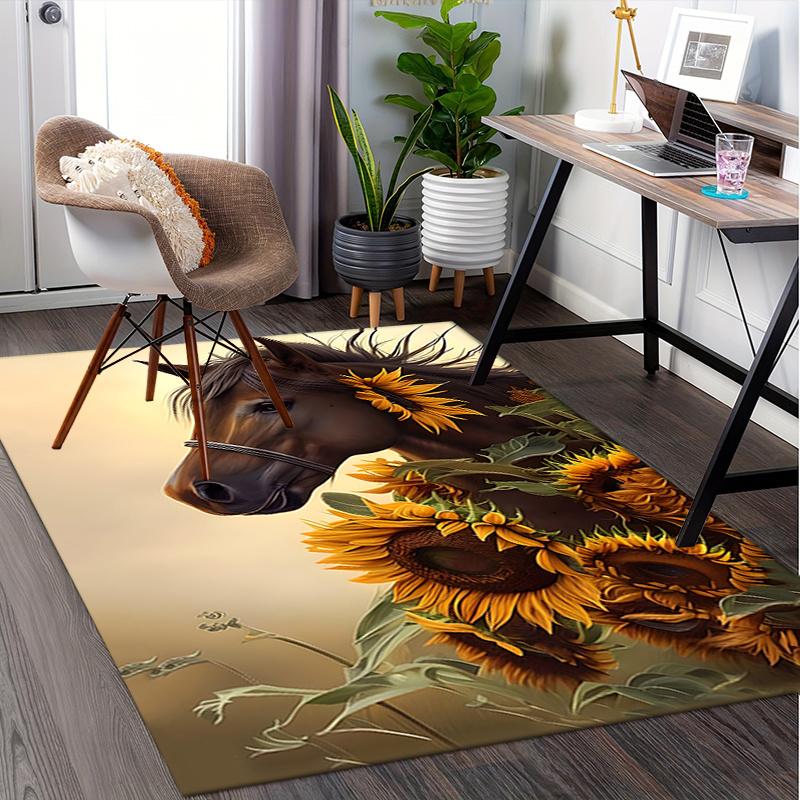 Sunflower Chair Mat: Office Carpet, Oversized Rug for Home Decor, Sofa Mat, Desk Pad Gift Suitable for Bedroom, Living Room, Various Rooms