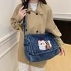 Vintage Shoulder Bag Lightweight Commuter Bag Cartoon Denim Women's Bag