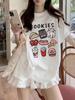 Unisex Cartoon Food Graphic Tshirt Cute Cheese Cat Fast Food Print Crewneck Short Sleeve Casual Loose Streetwear Summer Tee Top