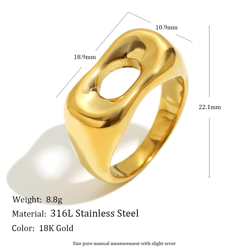 

MamacitaSlay 316L Stainless Steel Square Hollow Ring 18K Gold Plated Waterproof Jewelry 2026 Women s Simple Elegant Ring Gift 6 золотой