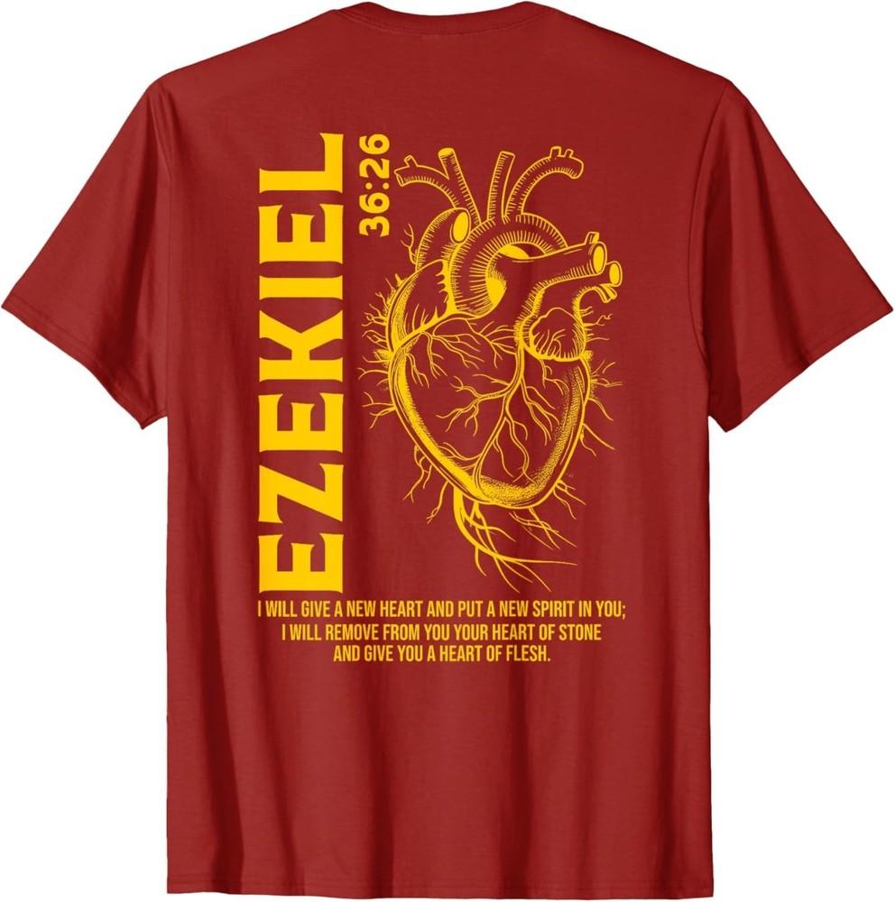 

Vintage Ezekiel 36-26 Heart of Flesh Bible Verse Christian (On Back) T-Shirt 4XL