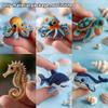 1Set Bead Embroidery Kit Material Package Diy Cute Octopus Turtles Sharks Design Craft Kit For Beginners Creative Handmade Gift