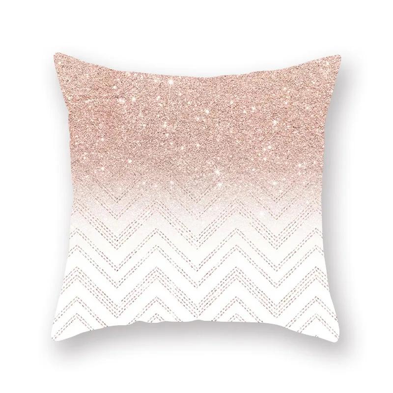 45X45CM Pink Shiny Polka Dot Alphabet Geometric Simple Pillow Cover Bed Sofa Car Office Seat Cushion  Home Decoration