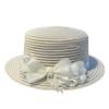 New bow pearl decoration women's summer face covering sunscreen straw hat British retro sunshade fashionable and elegant mesh gauze hat