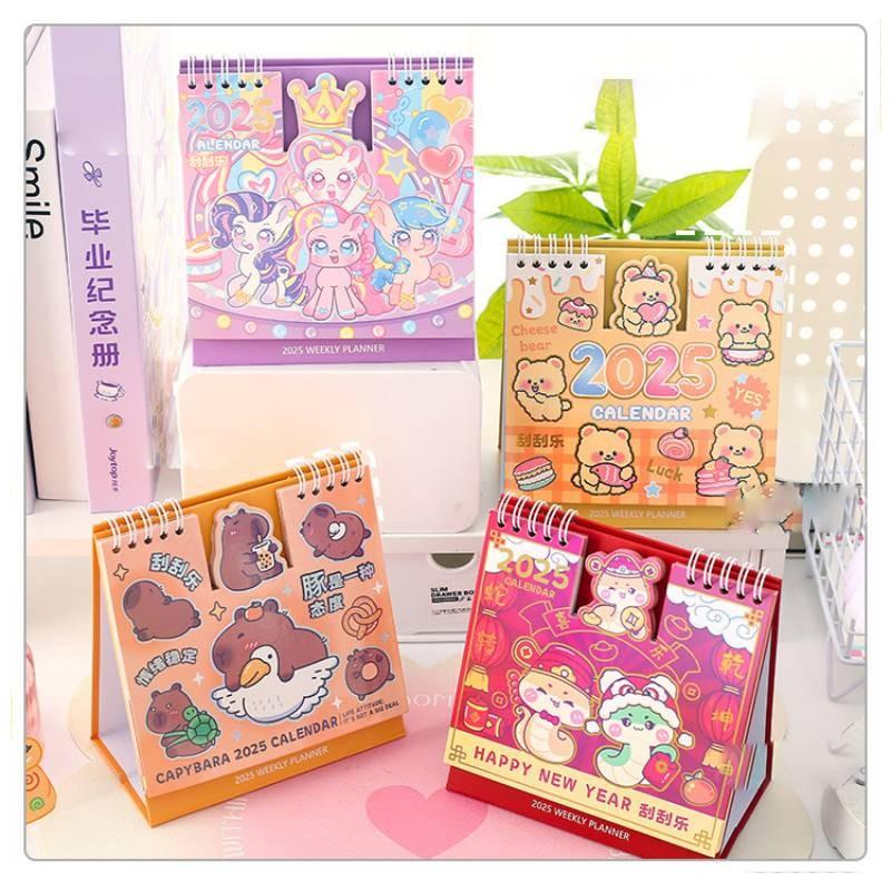 Scratch 2025 Off Calendar Cartoon Cute Tabletop Decoration Student Calendar