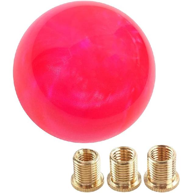 Marble Style Round Ball Shift Knob - Universal Fit For 5 & 6 Speed Manual/Automatic Vehicles, With 3 Adapters HTRACING (Light Pink)