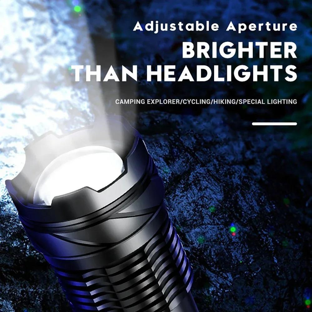 9000LM Powerful P50 LED Flashlight Waterproof 18650 Torch With Side Light Camping Fishing Lantern USB Rechargeable Zoom Lamp
