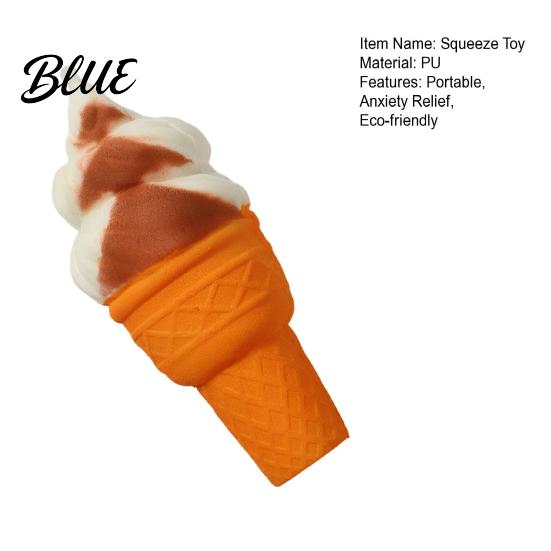 Classroom Stress Reliever Realistic Ice Cream Cone Squeeze Toy Slow-Rising PU Fidget for Relief Eco-friendly Soft Decompression Gadget Kids
