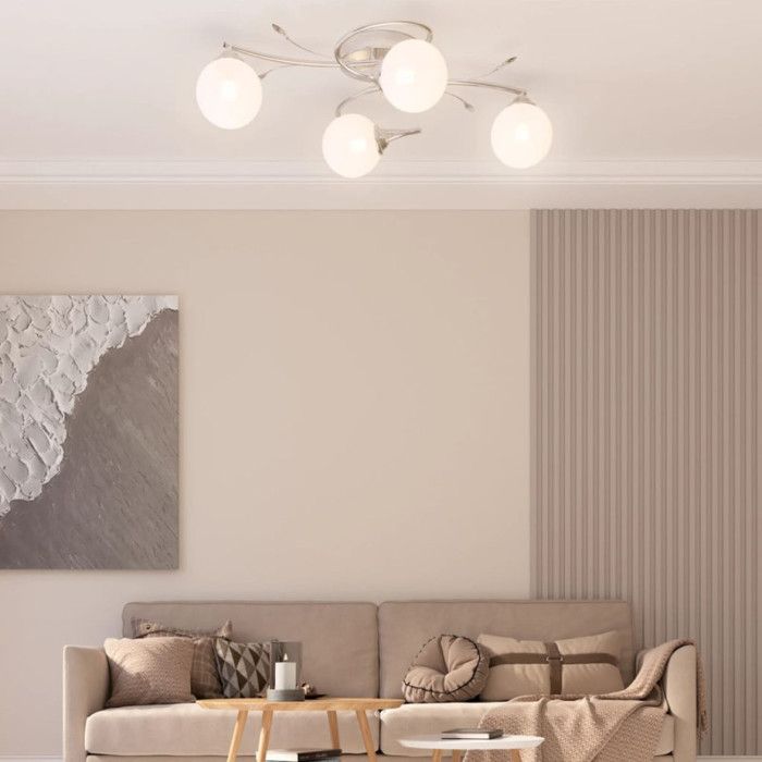 Plafonnier avec abat jour ronds en verre pour 4 LED G9