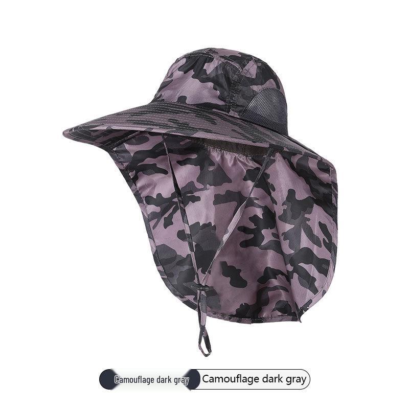 Men's Summer UV Protection Fishing Hat with Large Brim and Full Face Shield