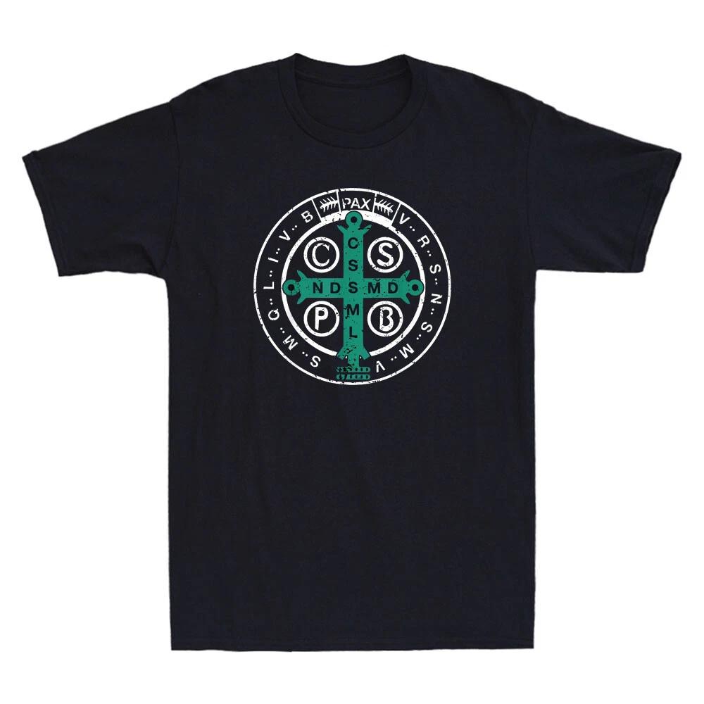 Religious Catholic St. Benedict Medal Funny Christian Gift Vintage Men s T-Shirt XXXXL