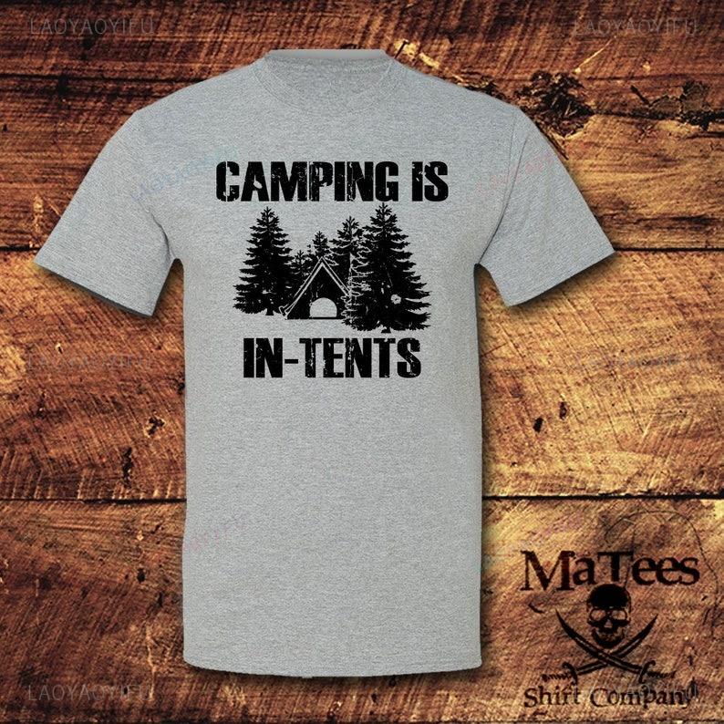 Camping Is inTents Men for Female Funny Camping Casual Harajuku Streetwear Aesthetic Loose Oneck Harajuku Printed Tshirt Tops