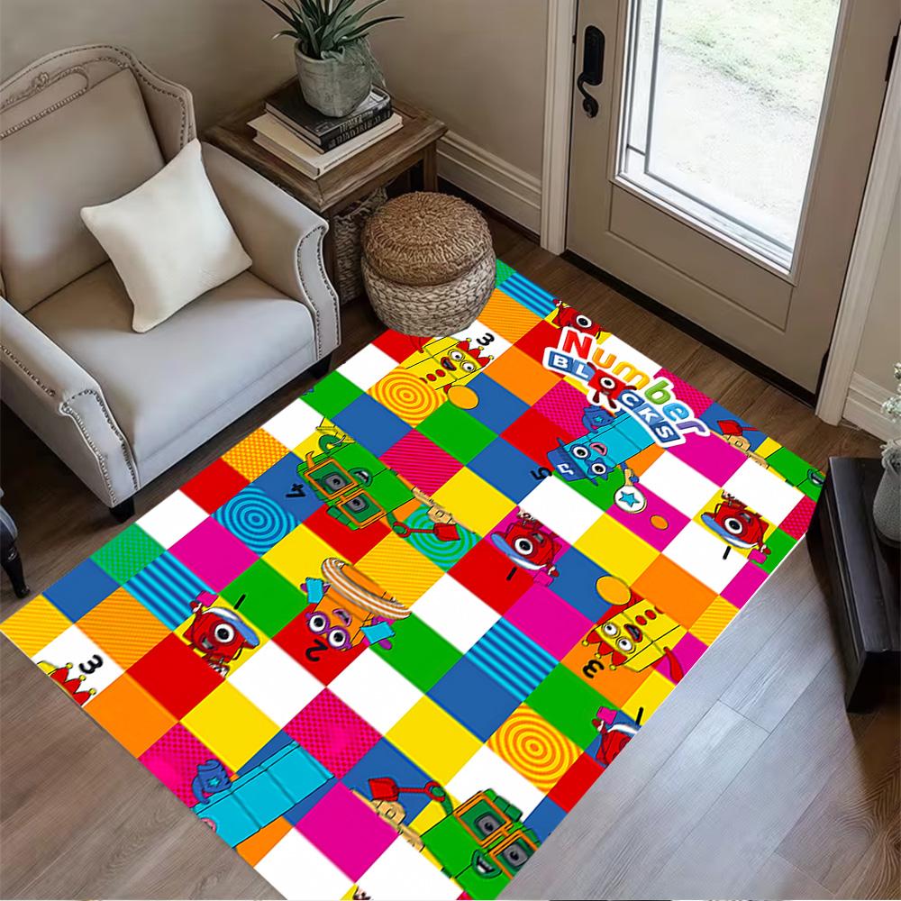 Tappeto Avventura Blocchi Numerici Adatto per Camere dei Bambini Arredare stanza Soggiorni Studio Tappeto Antiscivolo Ufficio Decorazione Casa