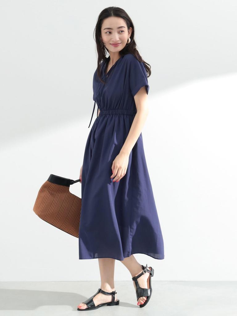 Beams Heart Dress [Pre-order] Gathered Skipper Dress, Women's, Purple Blue, One Size