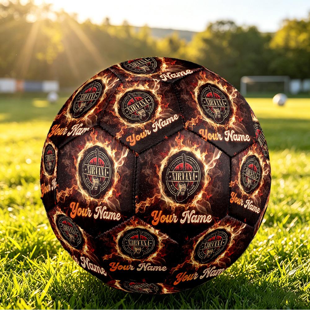 Nirvana Size 5 Football, Custom Name Text Personalized Soccer Ball Sport Training Gift