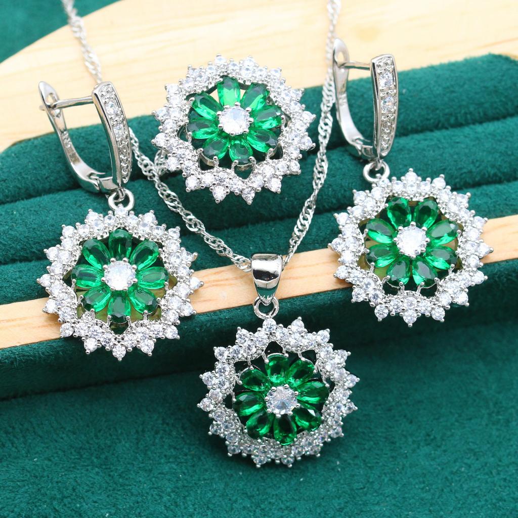 Jewelry European and N Anti Allergic Zircon Necklace Earring Jewelry Set
