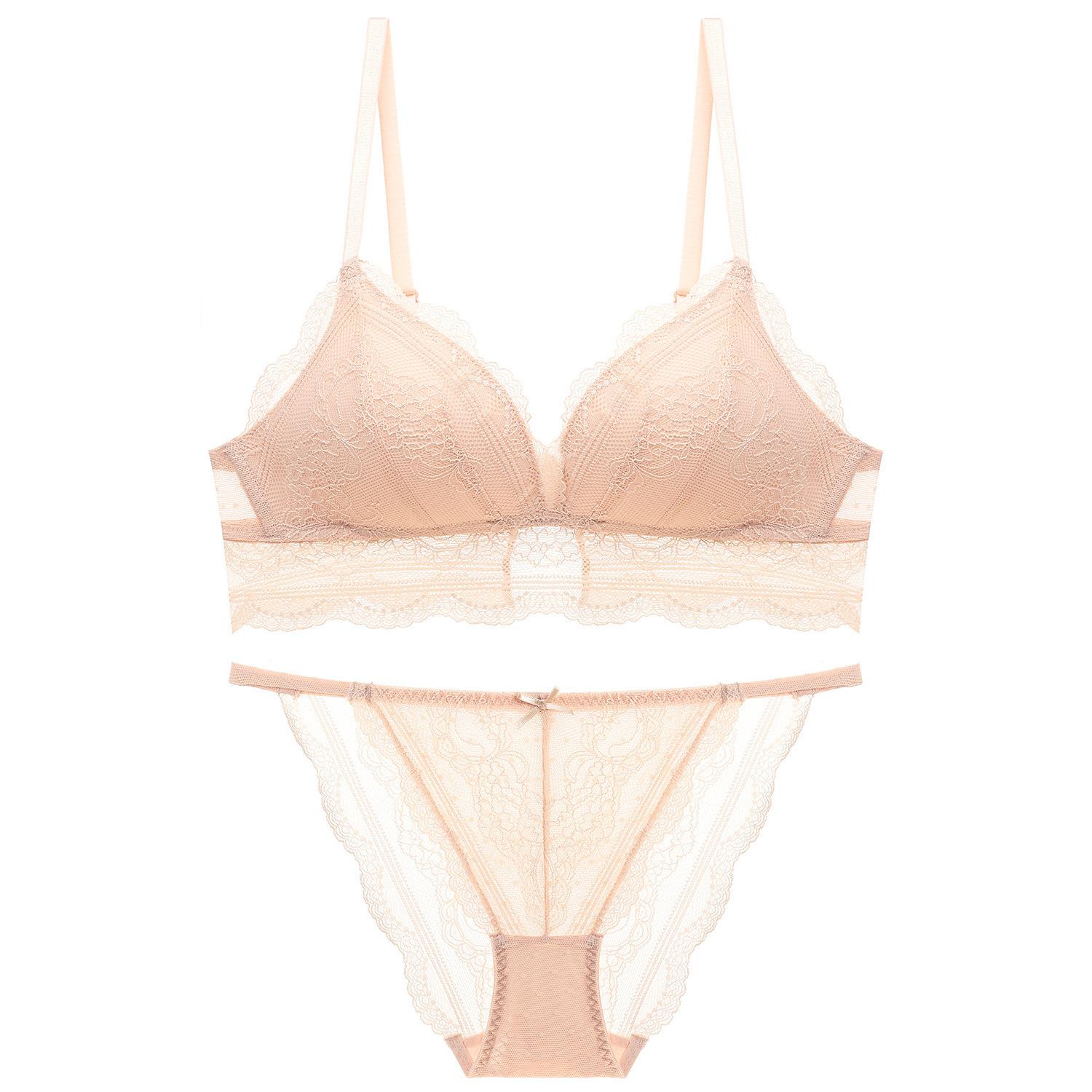 

French retro sexy triangle cup underwear women s thin steel-free lace bra comfortable women s bra cover L Suitable for 80A, 80B, 80C