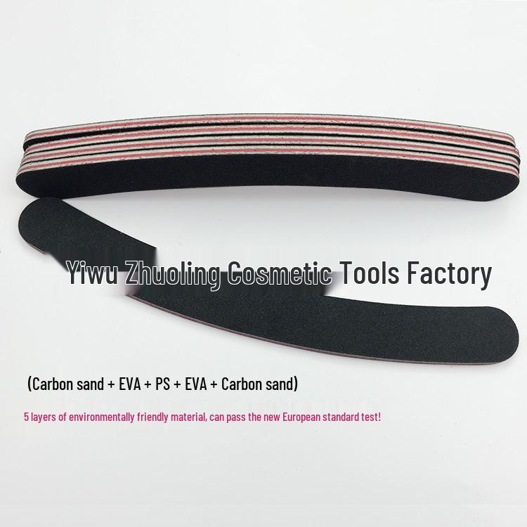 Curved Nail File Red Heart Rubber Board with Black Sandpaper - Wear-Resistant Banana Polishing Stick for Manicure Nail Art