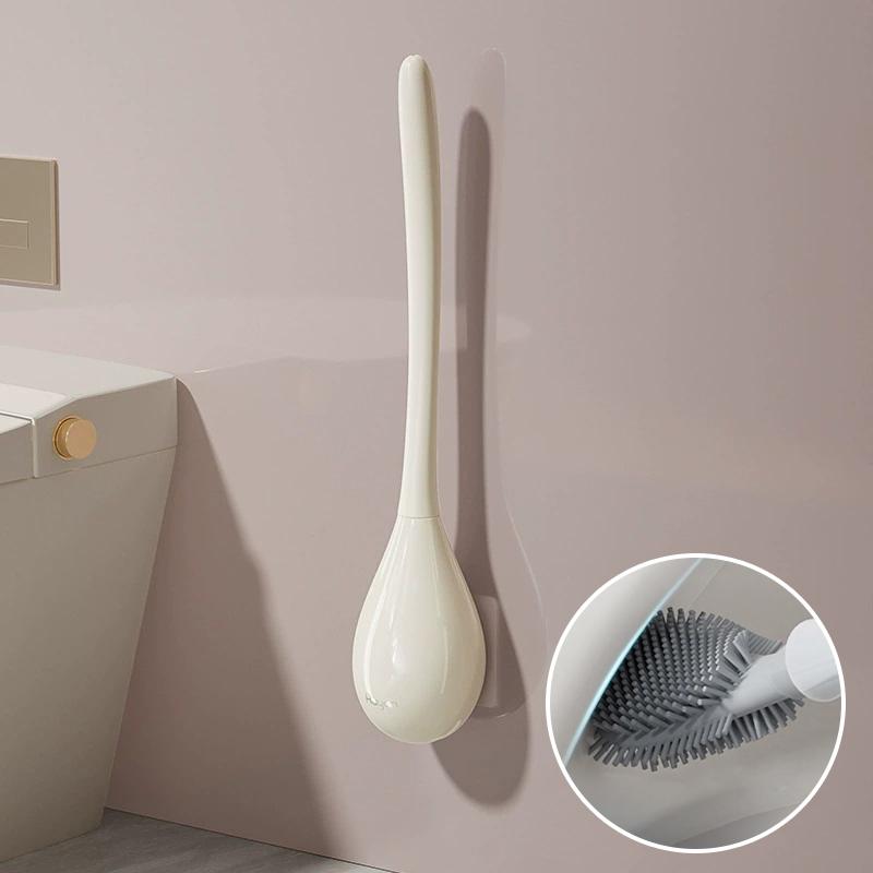 Wall-Mounted Household Toilet Brush No Dead Angle Long Handle Bathroom Cleaning Tool With Base For Hygienic Cleaning