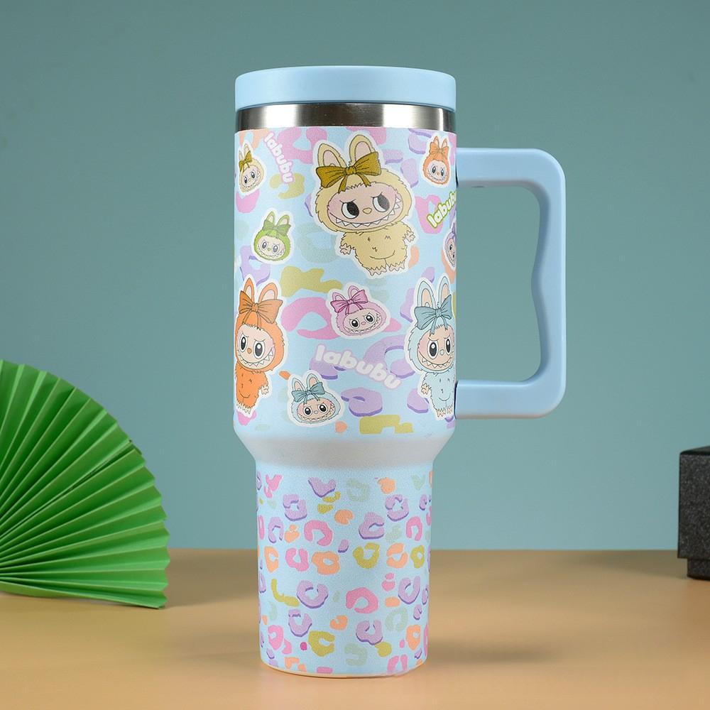Trois Générations de Motif de Dessin Animé Tasse de Voiture 40oz Tasse Thermos en Acier Inoxydable 304 Paille de Voiture Glace