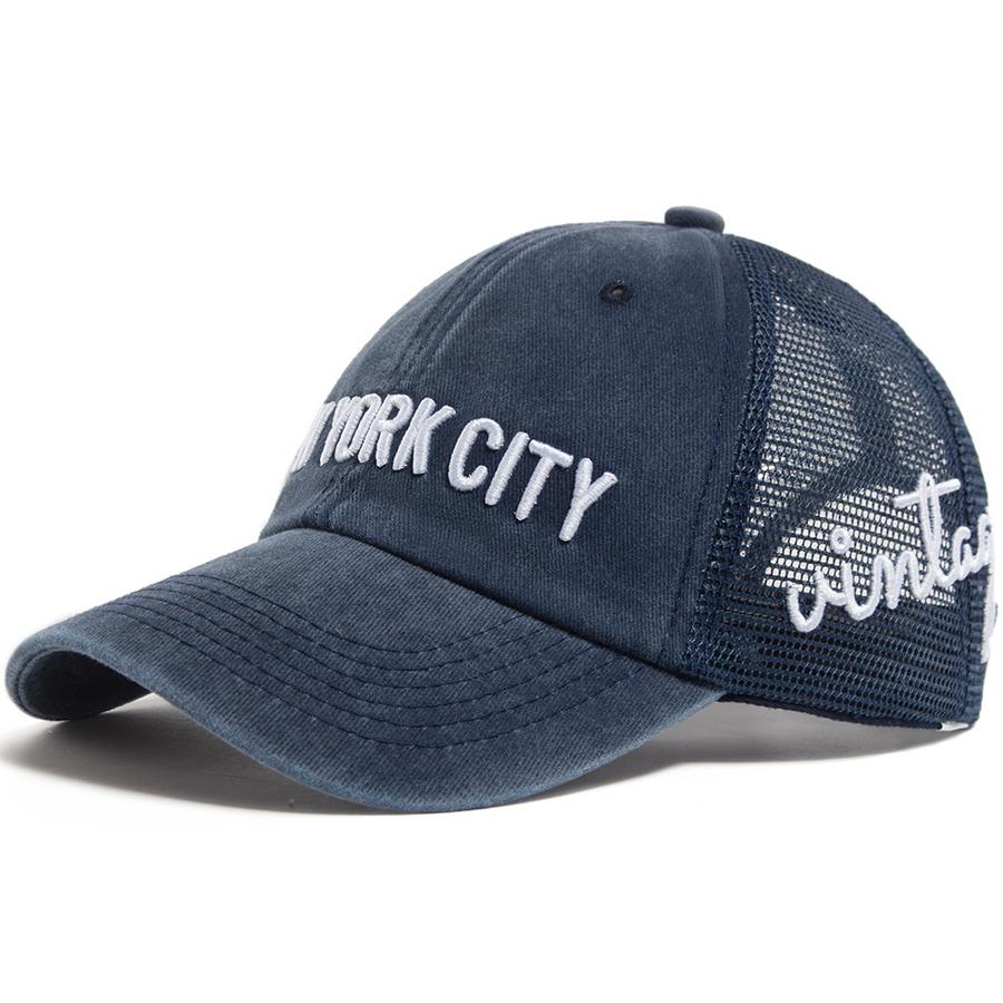 NEW YORK CITY Embroidery Baseball Cap Men Summer Mesh Caps Women's Snapback Side Vintage Side Letter Hip Hop Trucker Hat Unisex