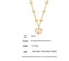 Qiong Yao 5A Zircon Heart Pendant Necklace with Diamond Accents, 18K Gold-Plated Stainless Steel.