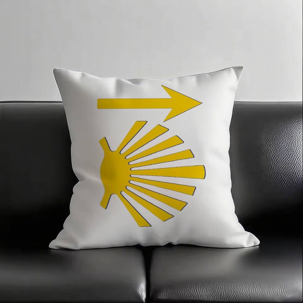 1pc Yellow Camino De Santiago Scallop Pillow Case Square Bedroom Sofa Leisure Comfort Cushion Car Living Room Home Decoration