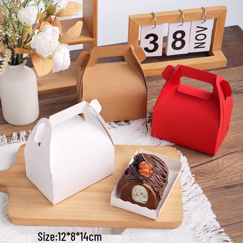 Kraft Paper Pastry Gift Box: Handheld Takeout Container for Cookies & Desserts