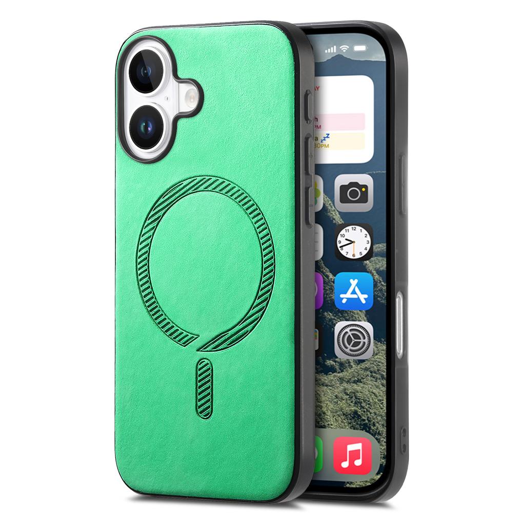 B1 For iPhone 16 Plus Leather Back Case Compatible with MagSafe Skin-Touch Phone Cover