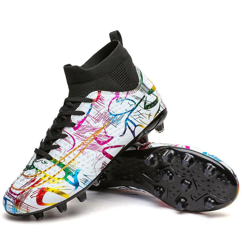 Nailed Flat Bottom Teen Nails Training Children Short Nails Football Shoes High Top Football Shoes Sneakers Men and Women