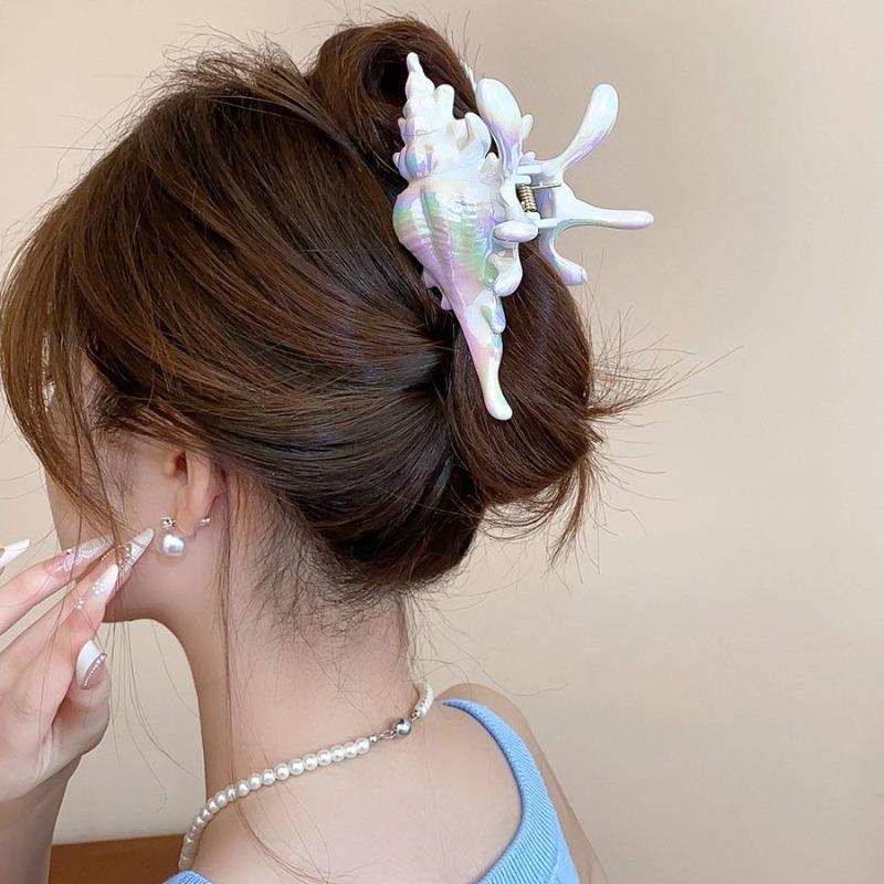 Plastic Conch Hair Clip Women's New Fashionable Resort Style Shark Clip Marine Hair Accessories