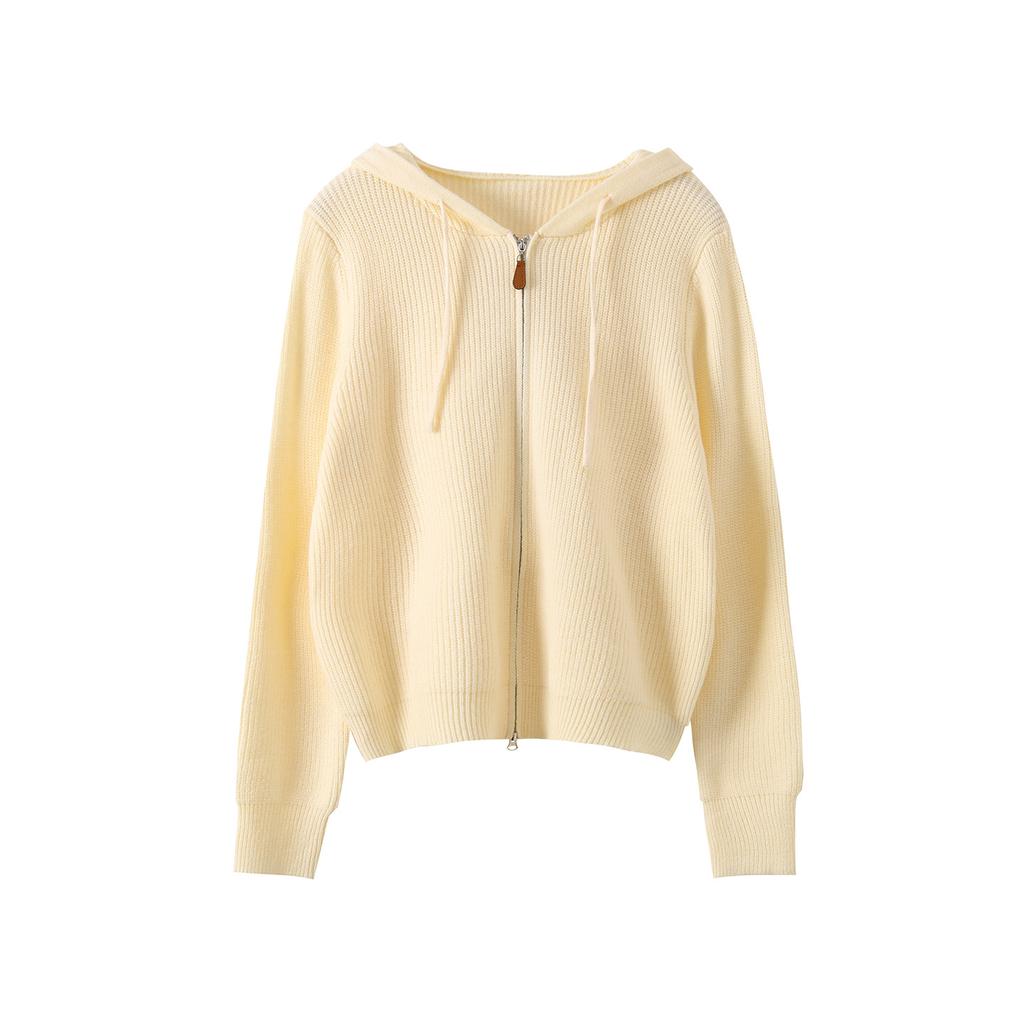 Large Size Women's Hooded Sweater Cardigan Autumn and Winter New Lazy Wind Loose Knitted Top 343338