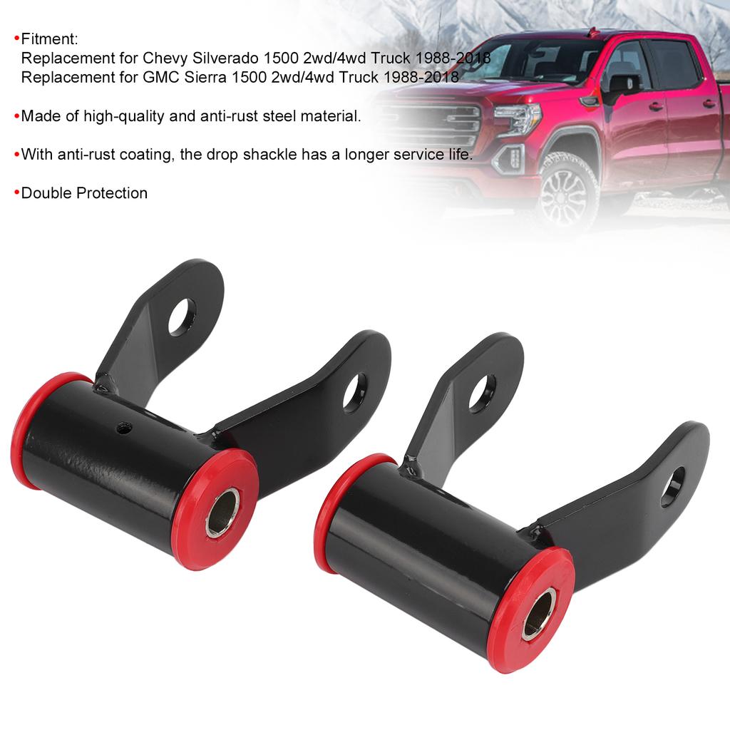 2PCS 1‑1.5in Rear Drop Shackle Leveling Kit Replacement for Chevy Silverado 1500 2wd/4wd Truck 1988‑2018