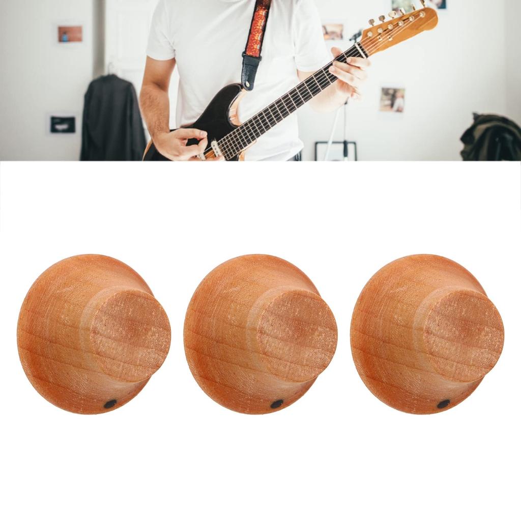 3 Pieces Electric Guitar Knobs, Wooden Guitar Volume Control Knobs, Professional Accessories (Maple)